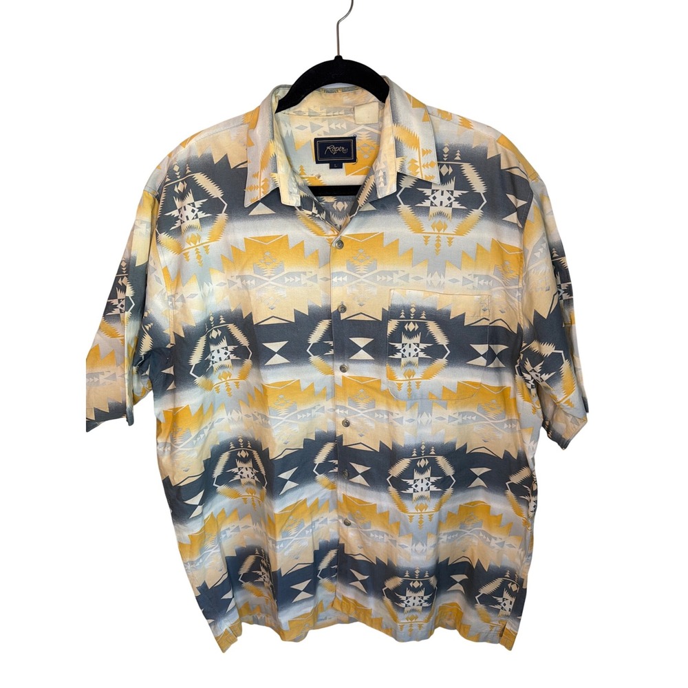 Vintage Roper‎ Aztec Southwestern Print Short Sleeve Button Down Shirt